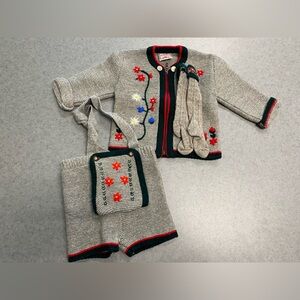 Isar-Trachten Kinder Set 98 West Germany Wool Embroidered Jacket Shorts Socks